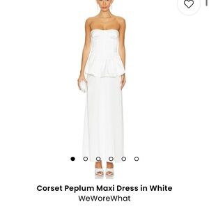 WeWoreWhat White Corset Peplum Maxi Dress